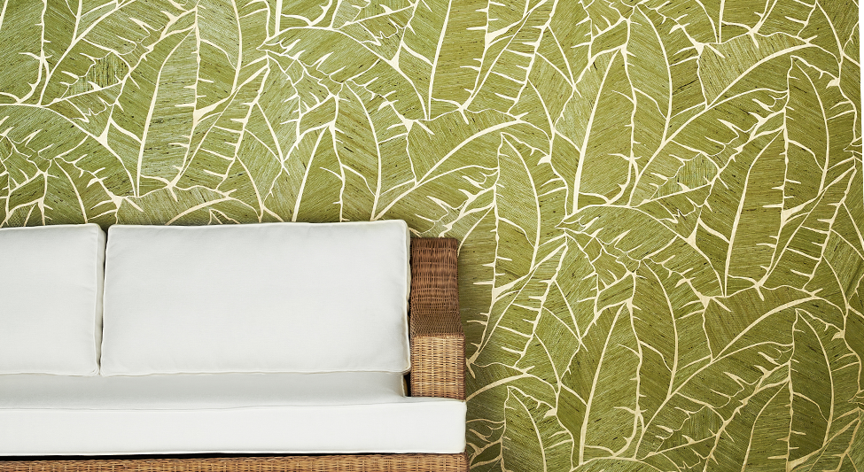 Phillip Jeffries new Palm Paradise wallcovering is handcrafted by artisans